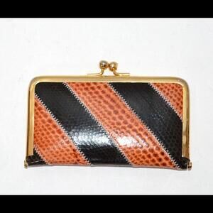 Hand Made Kiss Lock Small Clutch SneakSkin Leather Wallet